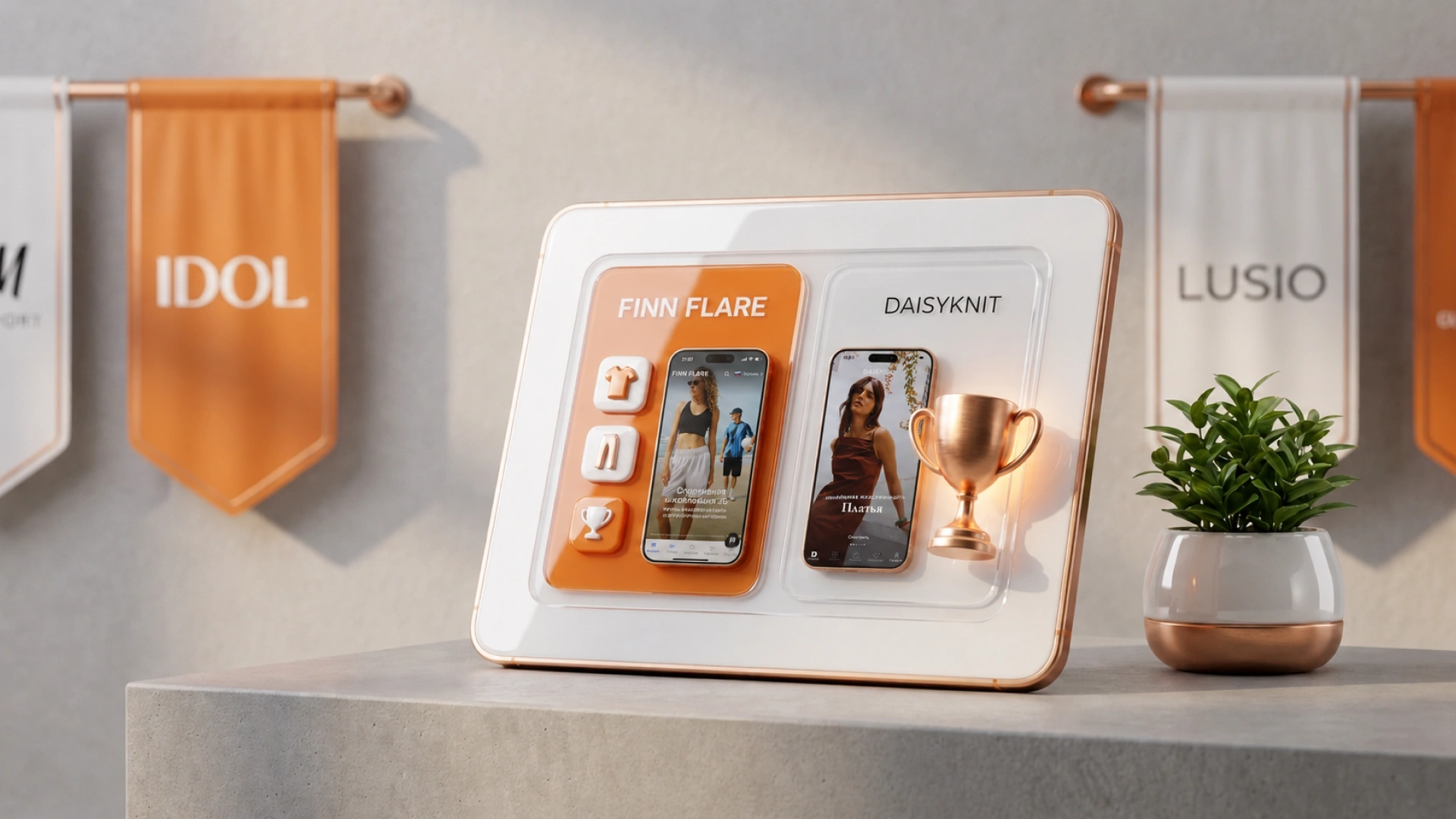 Fashion-приложения на платформе FITTIN: Finn Flare, DAISYKNIT, IDOL и LUSIO с кастомными доработками