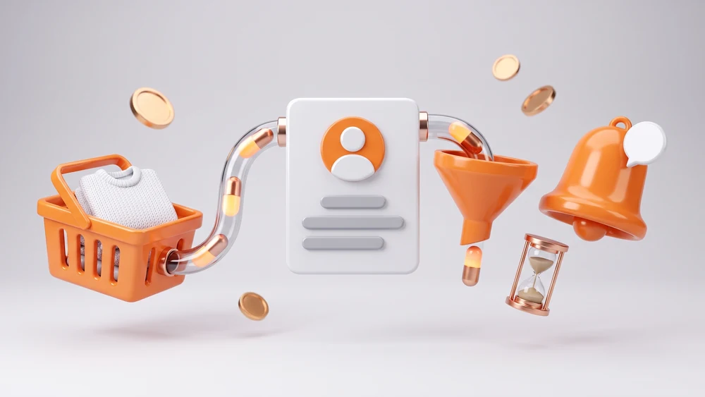 Путь события в CDP-платформе: добавление товара в корзину в приложении, обновление профиля, попадание в сегмент и отправка push-уведомления