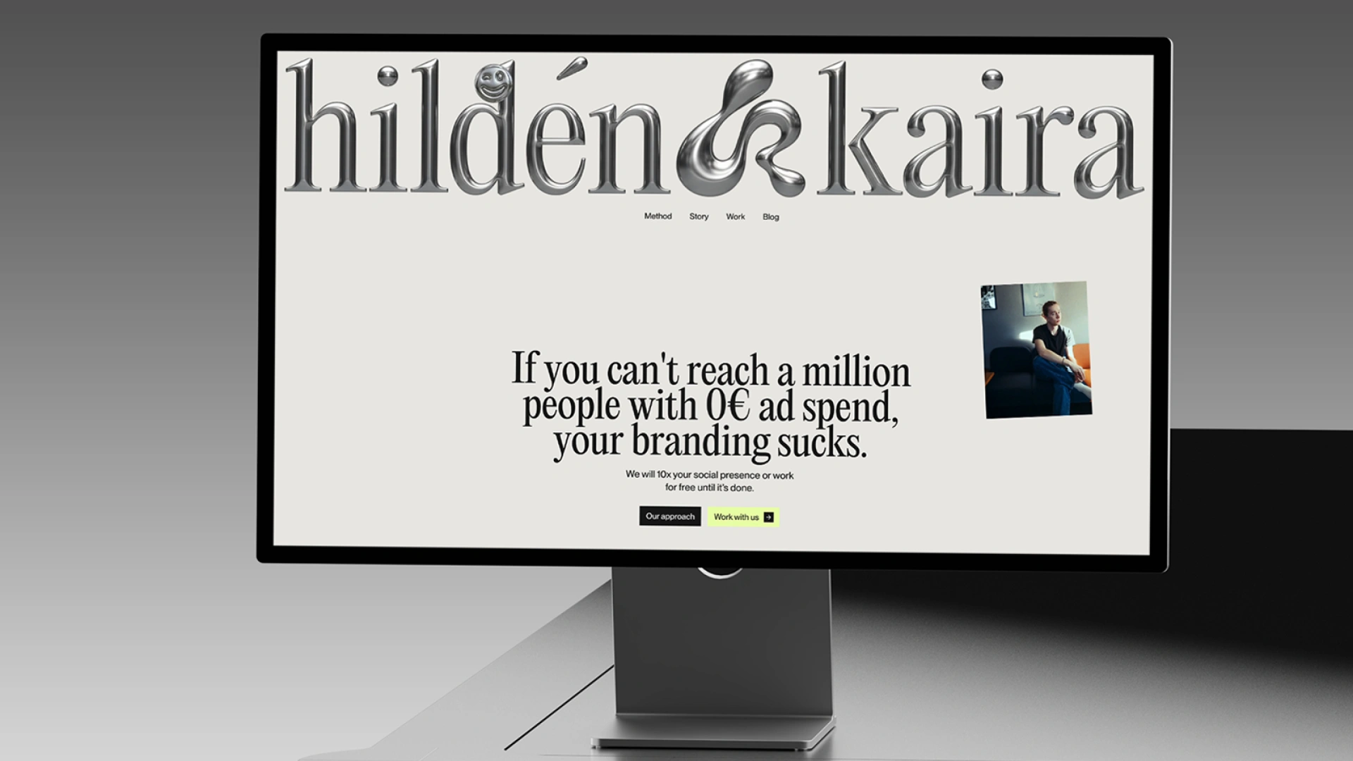 Hildén and Kaira — полноэкранный футер с логотипом и лента клиентских кейсов