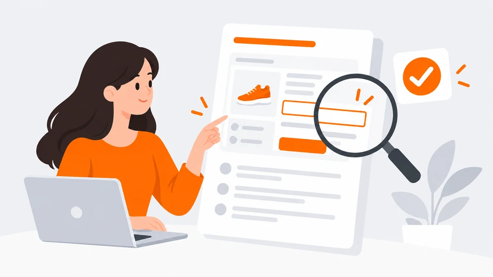 Страница отчёта UX-аудита с отмеченной проблемой интерфейса, проверкой и рекомендацией