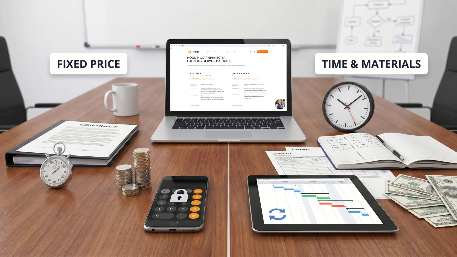 Как выбрать между Fixed Price и Time & Materials — схема выбора модели оплаты разработки, FITTIN