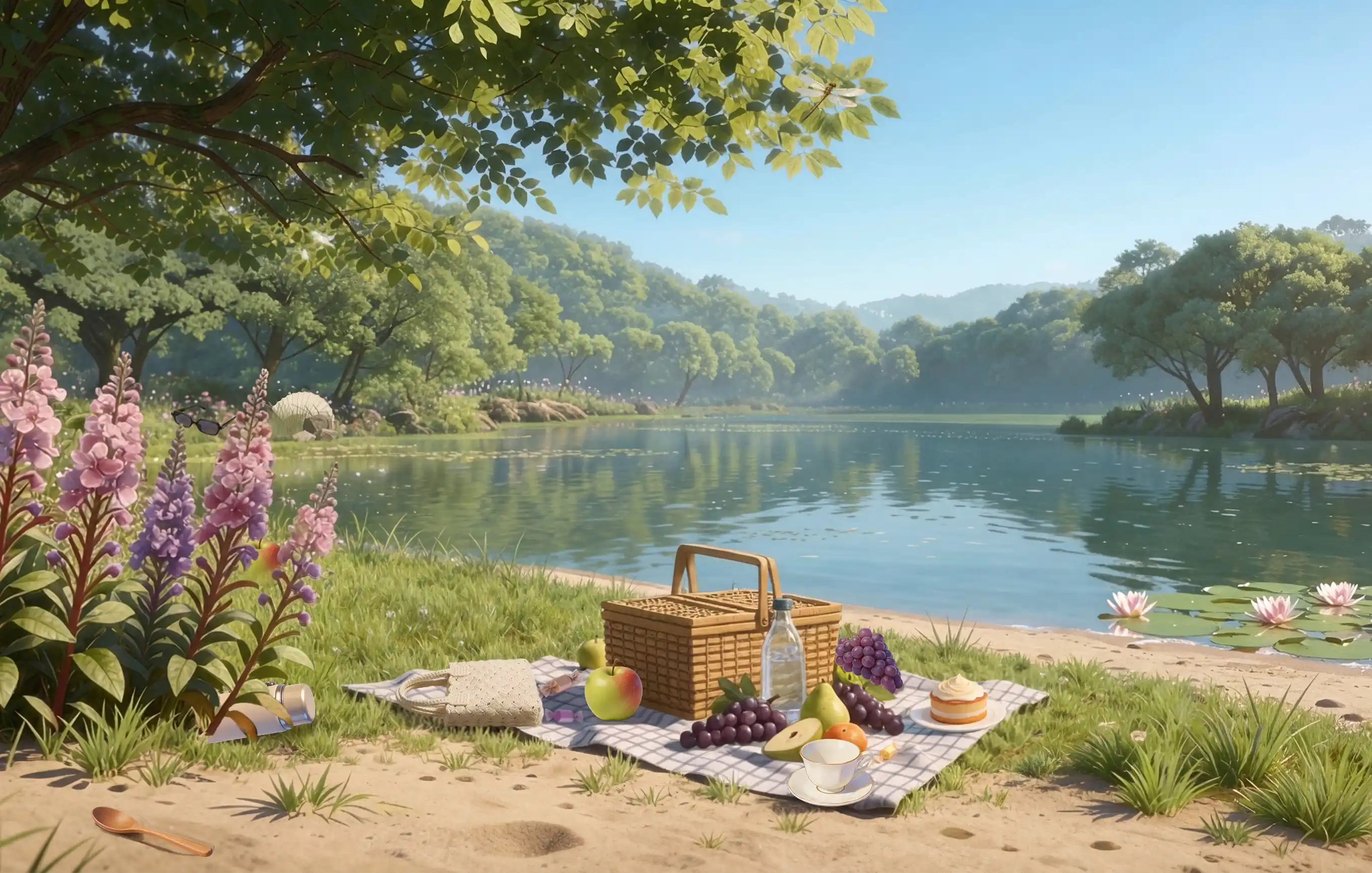 DAISYKNIT, сцена мини-игры: пикник у воды