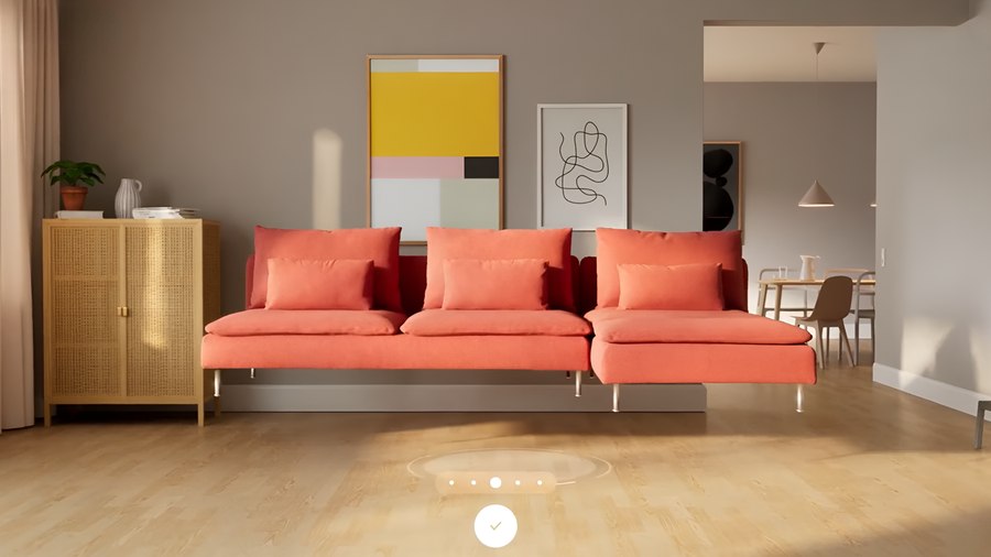 AR-диван IKEA расставленный в комнате
