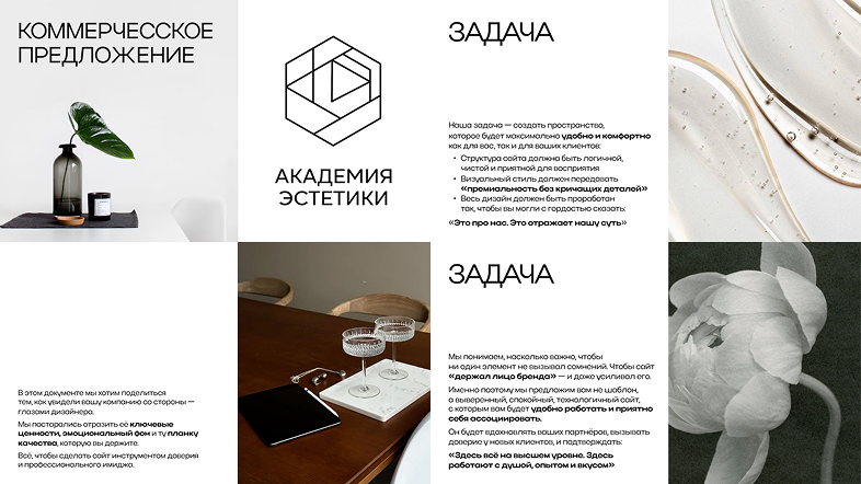 Дизайн-концепт многостраничного сайта Академии эстетики