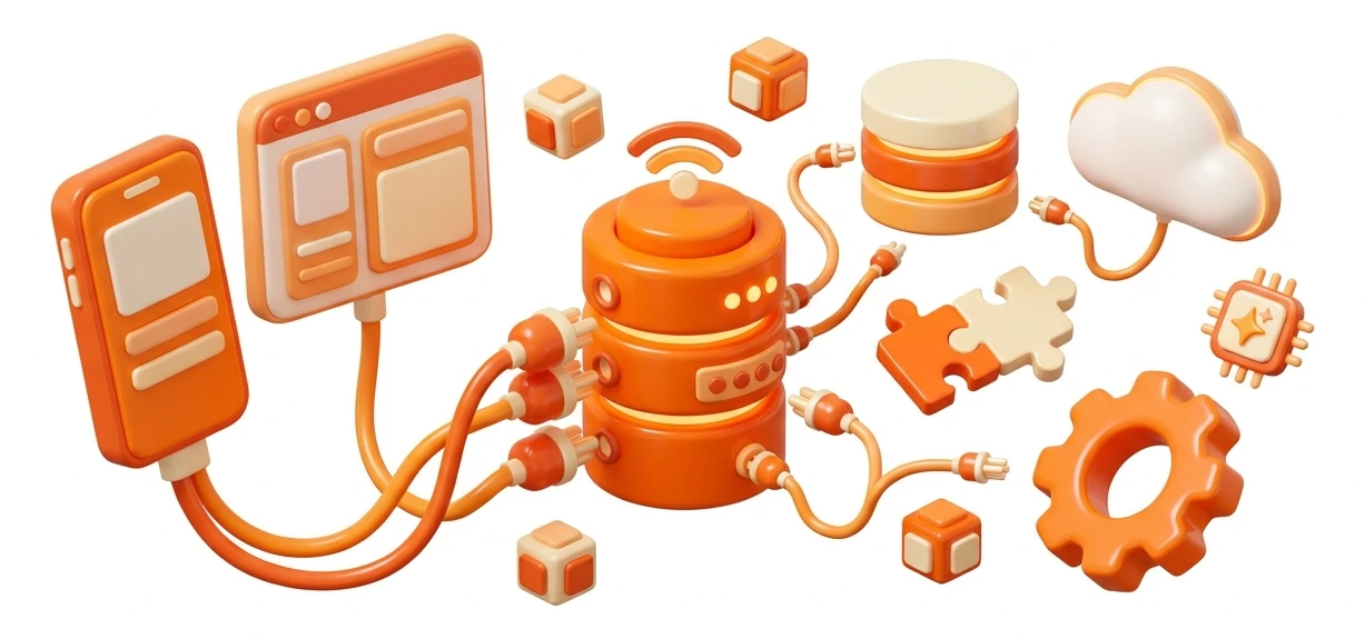 Схема backend на FastAPI: клиентское приложение, API-эндпоинты, база данных и интеграции с внешними системами